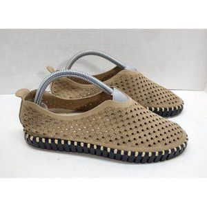 ILSE JACOBSEN Hornbaek Tulip Perforated Slip On Shoe Tan Laser Cut 38 Size 7.5/8